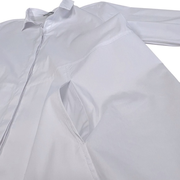 HABITAT The One White Button Down Tunic Shirt Top With Pockets Women's Size L - Picture 12 of 16